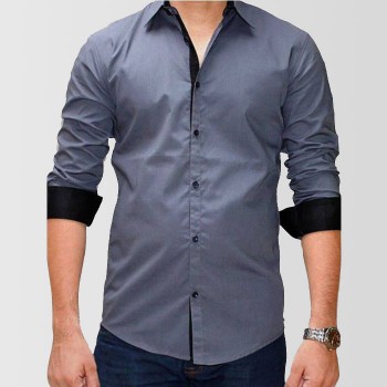 Grey Designer Shirt with Black Contrast 
