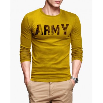Army Yellow Full Sleeves T-Shirt For Men
