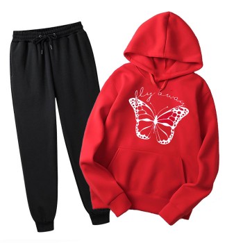 Butterfly Red Tracksuit For Ladies