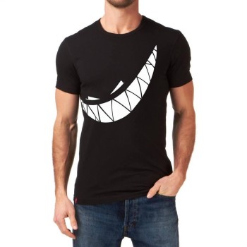 Crazy Smile Black Half Sleeves Printed T-Shirt