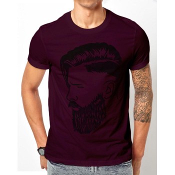 Beard Man logo Purple Half Sleeves T-Shirt