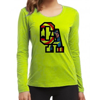 CA Logo Parrot Green Full Sleeves T-Shirt For Women