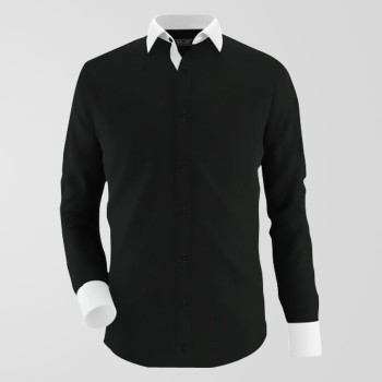 Black Formal Shirt With White Collard