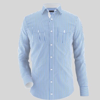 Blue Lining Formal Shirt With Contrast 