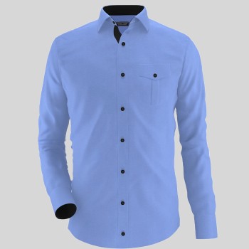 Blue Formal Shirt With Black Contrast 