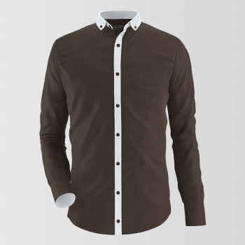 Brown With White contrast Formal Shirt