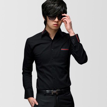 Black Designer Shirt with Red and Green Contrast