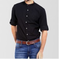 Black Designer Shirt with Sherwani Collar