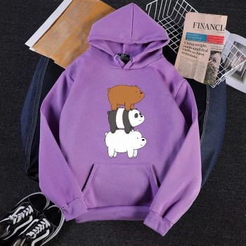 Bear Purple Pullover Hoodie For Girls