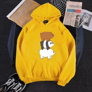 Bear Yellow Pullover Hoodie For Ladies