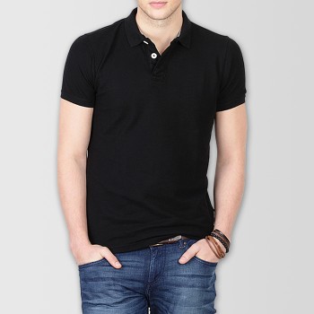 Black Plain Polo T-Shirt 