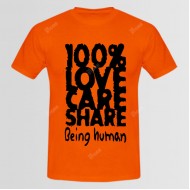 100% Love Care Share Being Human Logo T-Shirt