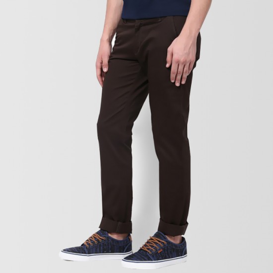 Solid Coffee Slim Fit Trouser