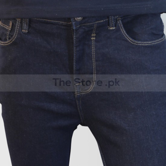 Dark Blue Slim Fit Jeans With Narrow Bottom