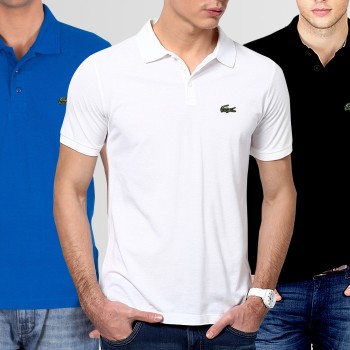 Bundle of 3 Polo Lacoste Logo T-Shirts (Available In 11 Colors)