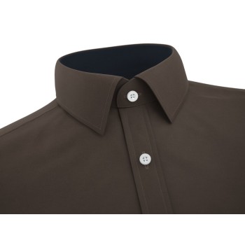 Dark Brown Formal Shirt With Black Contrast 