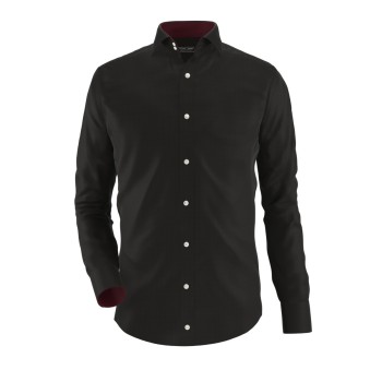 Black Stylish Collar With Red Wine Contrast Shirt 