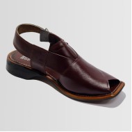 Maroon Peshawari Leather Sandals