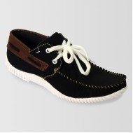 Black & White Casual Shoes With Brown Contrast
