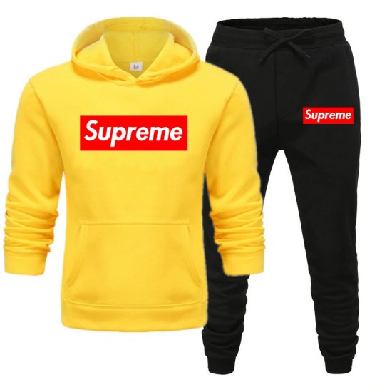 Yellow and Black Stylish Track Suit With Supreme Logo