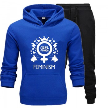 Blue and Black Stylish Track Suit With Feminism Logo