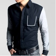 Black Casual Shirt With Grey Sleeves