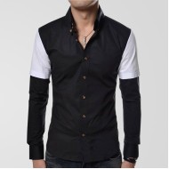 Black Casual Shirt With White & Black Sleeve