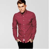 Maroon Casual Shirt With White Button