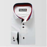 White Casual Shirt With Double Contrast Collar