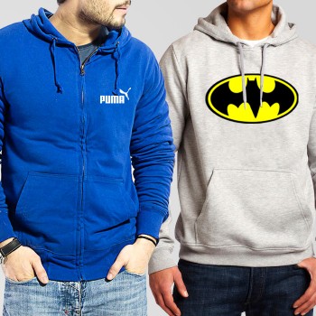 Bundle of 2 Hoodies: Blue Puma + Grey Batman
