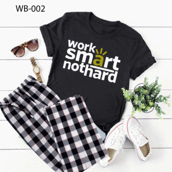 Black Work Smart Not Hard Printed T-Shirt & Check Pajama